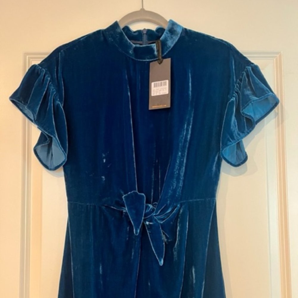 Scotch & Soda Blue Velvet Midi Dress